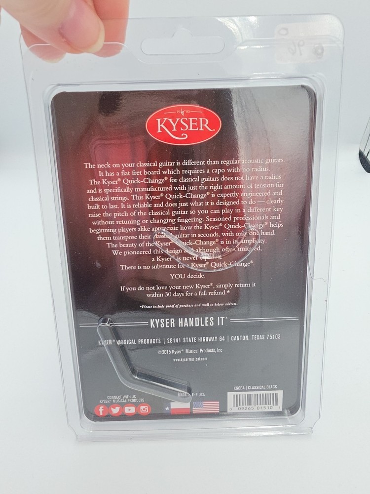 Kyser Quick Change Classical Guitar Capo - Black - KGCBA