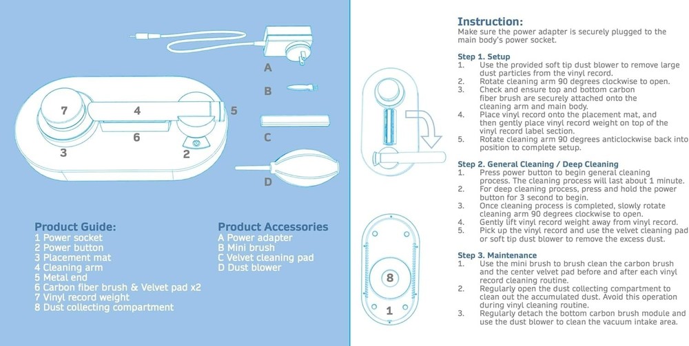 Ultimate Vinyl Record Cleaning Solution: Machine, Brushes & Dust Blower Included