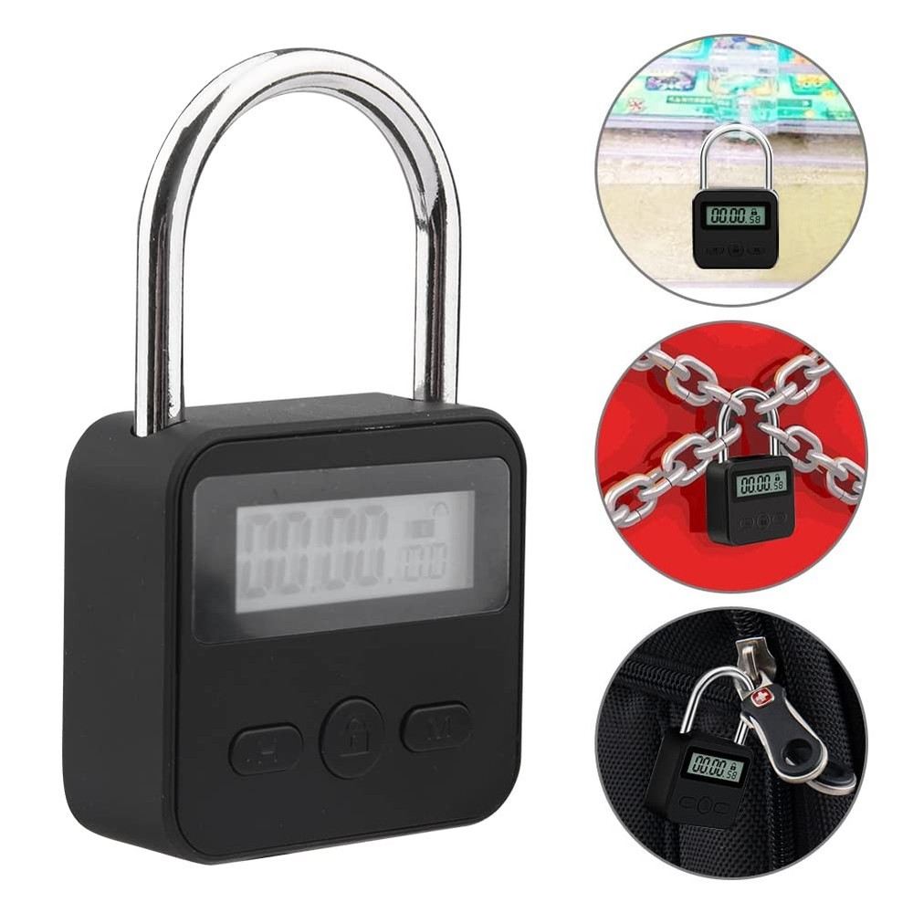 Metal Timer Lock - 99 Hours Max Timing, USB Rechargeable Timer Padlock with L...