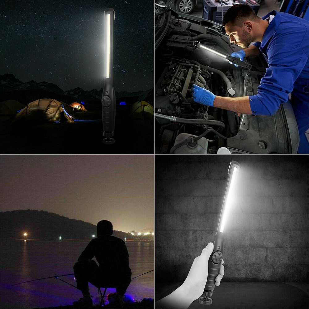 2X Rechargeable LED Slim Work Light Mechanic Flashlight Lamp Bar Camping Torch