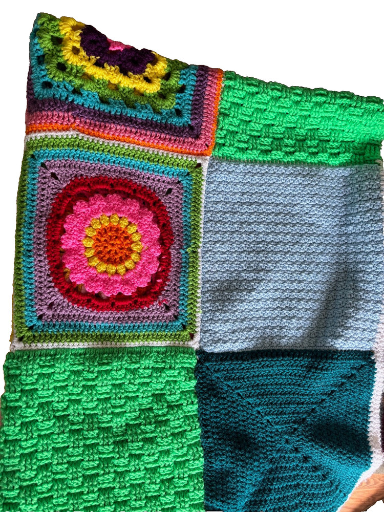 Hand Made Multicolor Afghan 53"x66" New