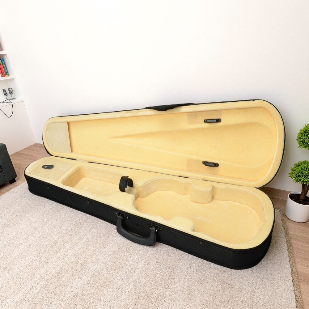 Black Violin Case - 4/4, Beige Interior, Triangle & Durable Cloth Fluff