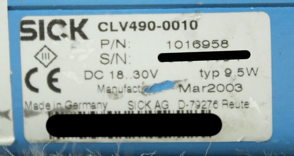 SICK CLV490-0010 1016958 Optic Bar Code Scanner CLV-490
