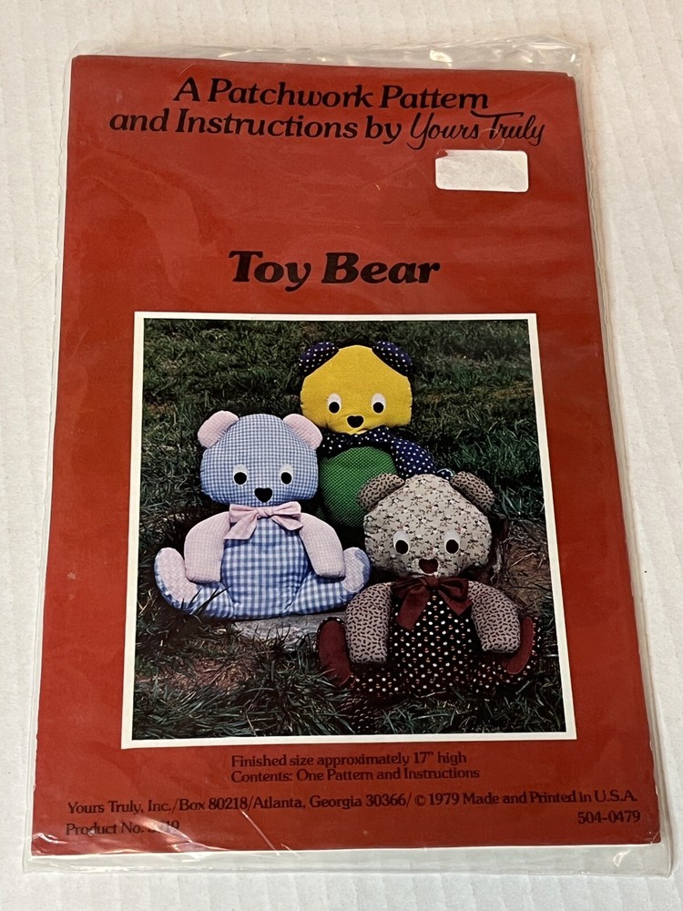 Toy Teddy Bear Patchwork Fullsize Pattern + Instructions No. 3719
