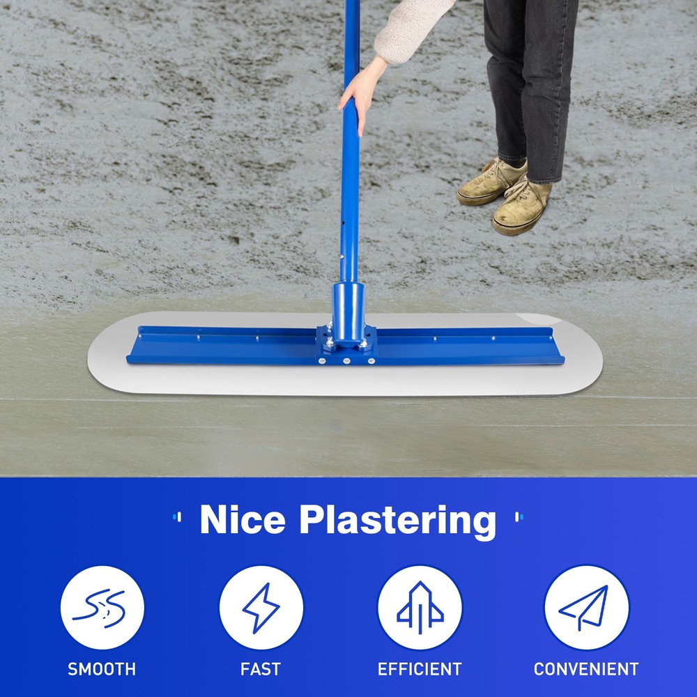 Bull Float 48x12” Concrete Float Tool Trowel Float With 3 Handles Round End Blue