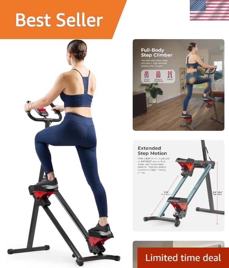 Foldable Stair Stepper with Adjustable Handlebar & App Connection