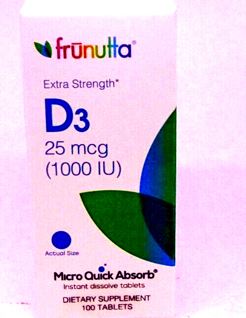 2 BOXES Frunutta D3 25 mcg 1000 iu Micro Quick Absorb - 200 Dissolve Tablets
