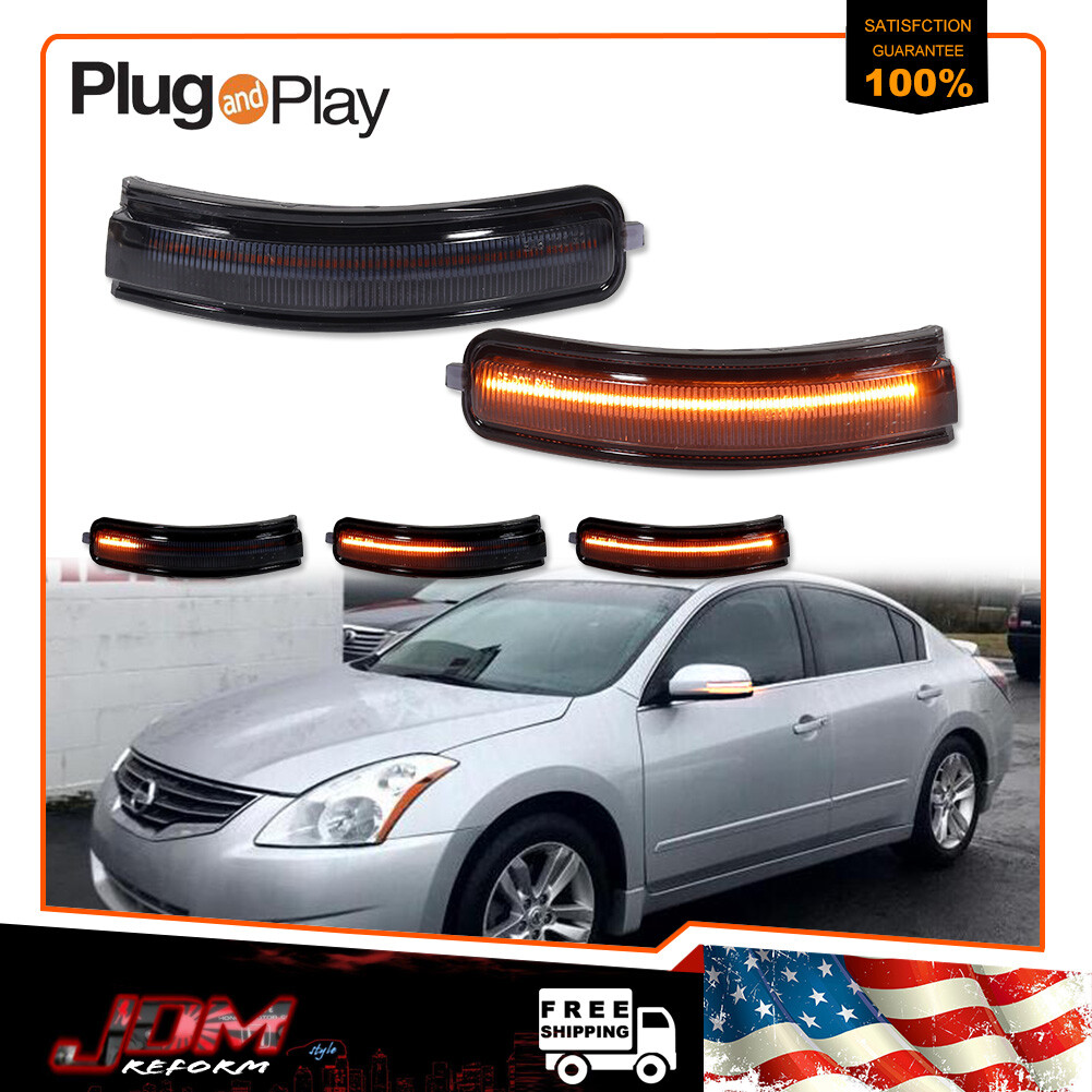 For 2009-2014 Nissan Maxima Smoke Sequential Amber LED Side Mirror Signal Lights