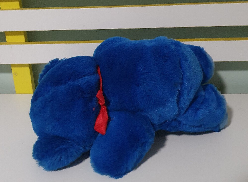BLUE TEDDY BEAR RED BOW 30CM