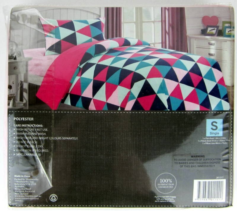 FITTED SHEET SET Pink Fitted Sheet + Single Flat Sheet + Pillowcase New