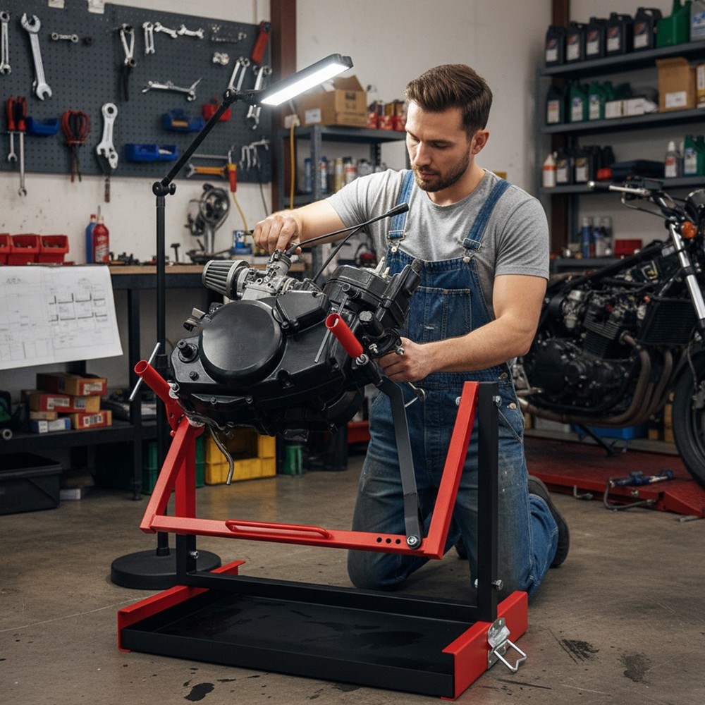 Adjustable Motorcycle Motor Stand Easy Assembly for Single Cylinder Maintenance