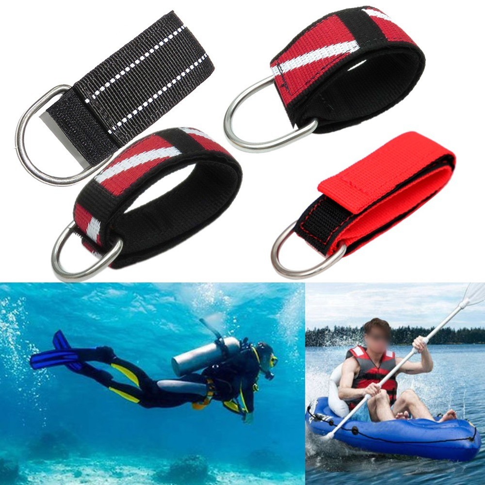 Nylon Scuba Diving Wrist Strap Adjustable with Metal D Ring for Snorkeling Use