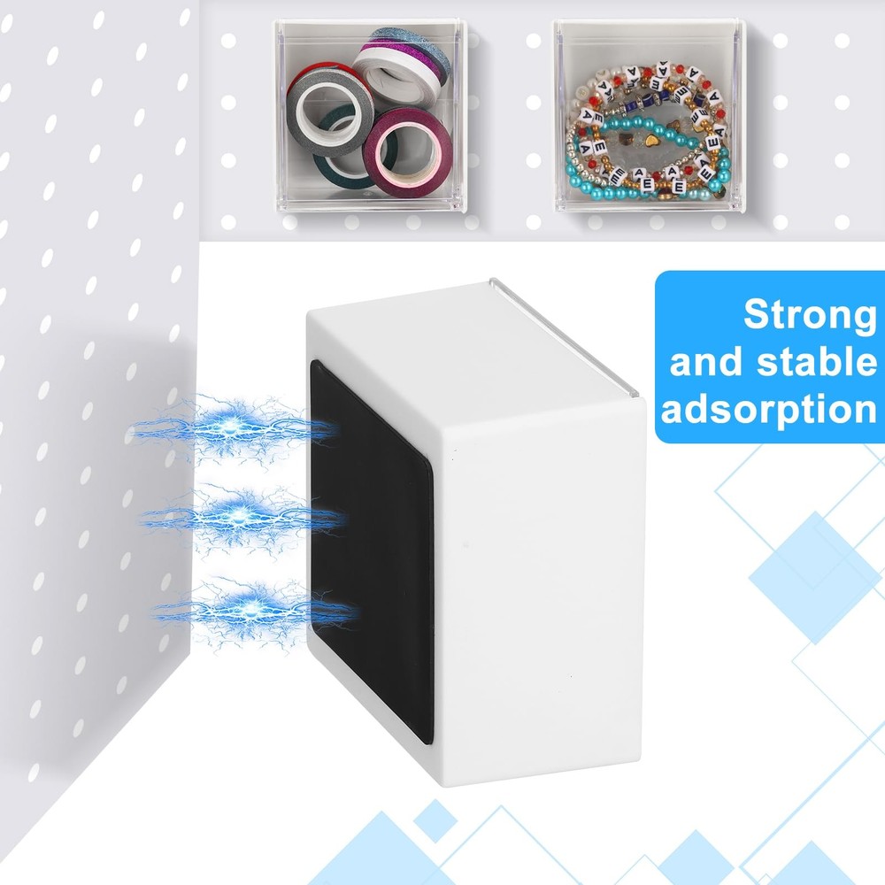 4 Pcs Small Pegboard Bins Magnetic Pegboard Containers clear Square Plastic B...