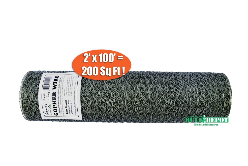 200 Sq Ft Digger's Root Guard Heavy Duty Gopher Wire 3/4" Hex Mesh Roll 2'x100' 