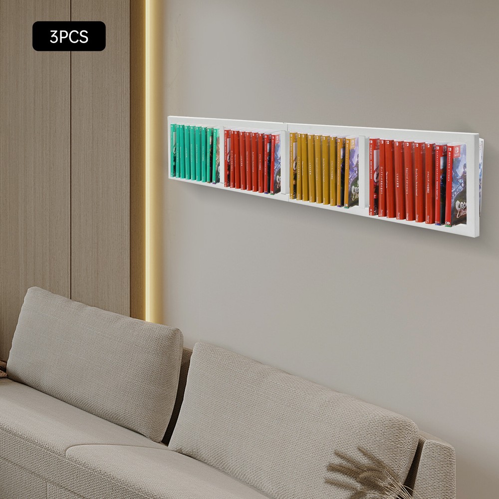 CD DVD Acrylic Boxes Display Rack Video Game Organizer Wall Mount 3 Pack White