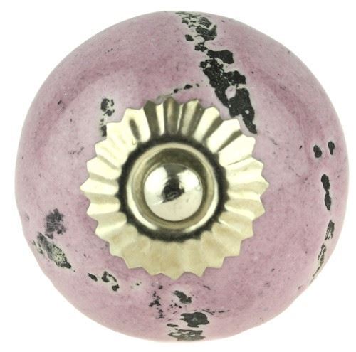 1-1/2" Aged Ceramic Knob Light Purple