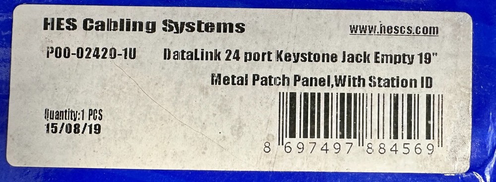 HES Cabling Systems 16-Port 1U Rack Blank Patch Panel