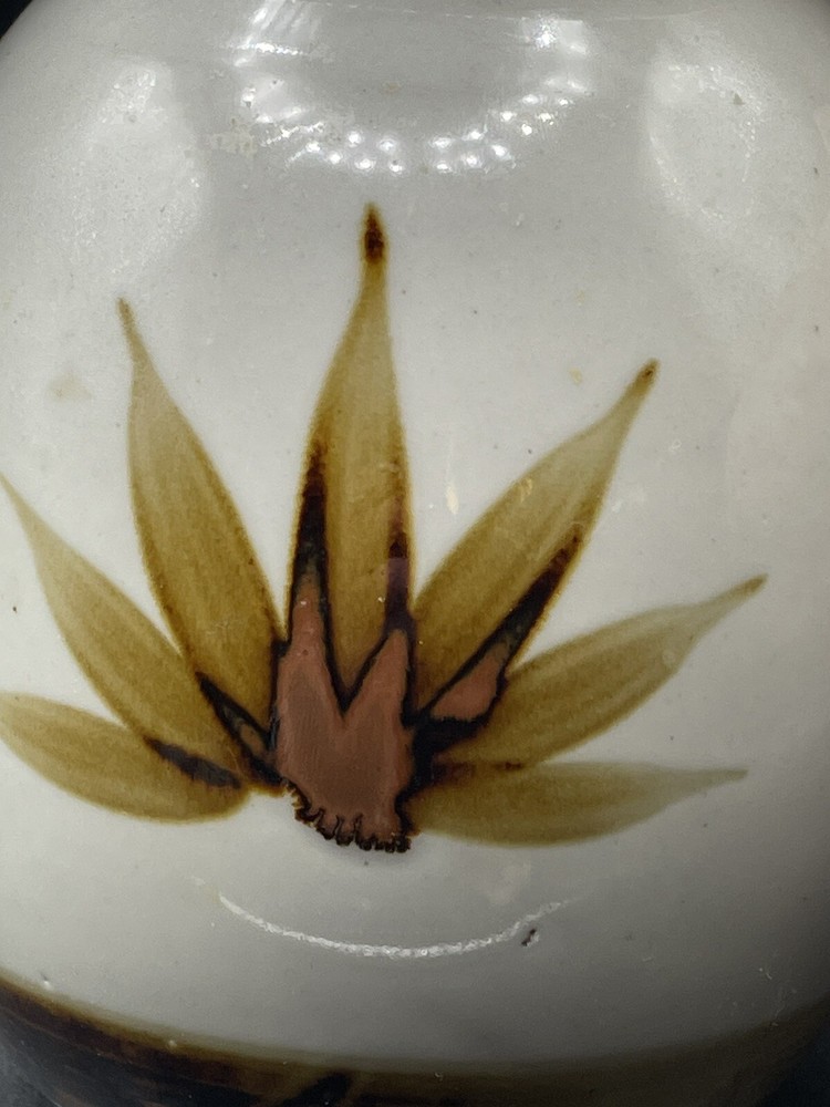 Pitcher Crowning Touch Handmade Ceramic Rustic Leaf Vintage Grey Brown Glazed