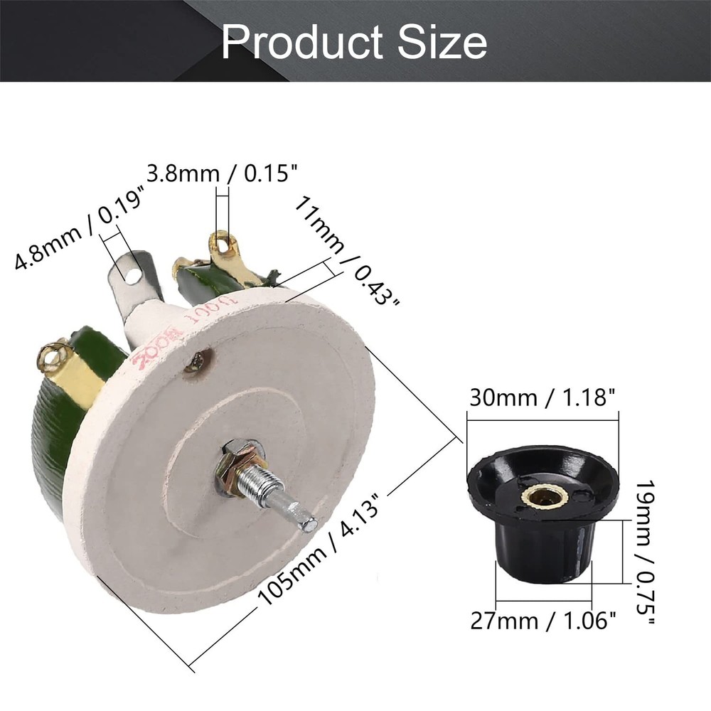 Fielect 200W 100R Ohm Ceramic Wire Wound Potentiometer Linear Rotary Resistor...