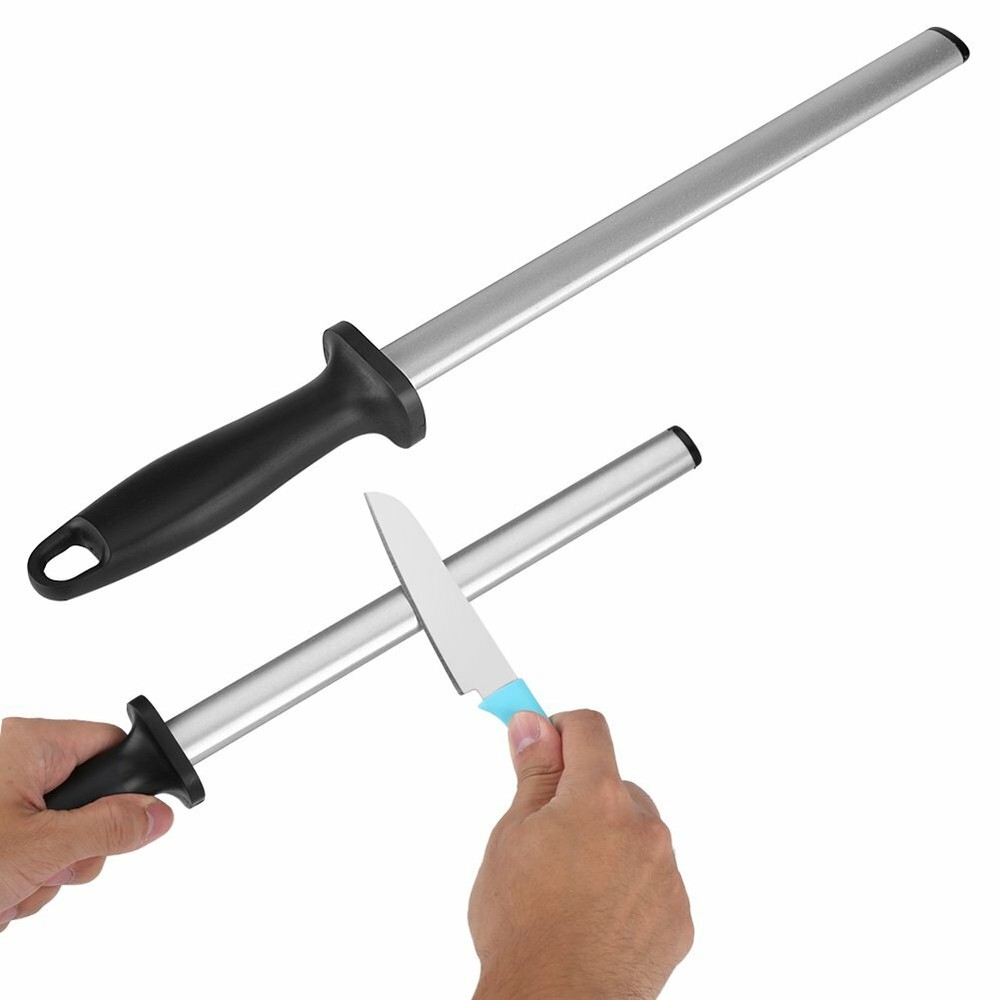 New 12" Diamond Knife Sharpener Rod Kitchen Sharpening Tool With Handle