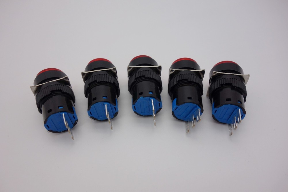 5PCS 16MM Red ROUND Maintained Latching PUSH BUTTON SWITCH 3 PINS 250V 3A