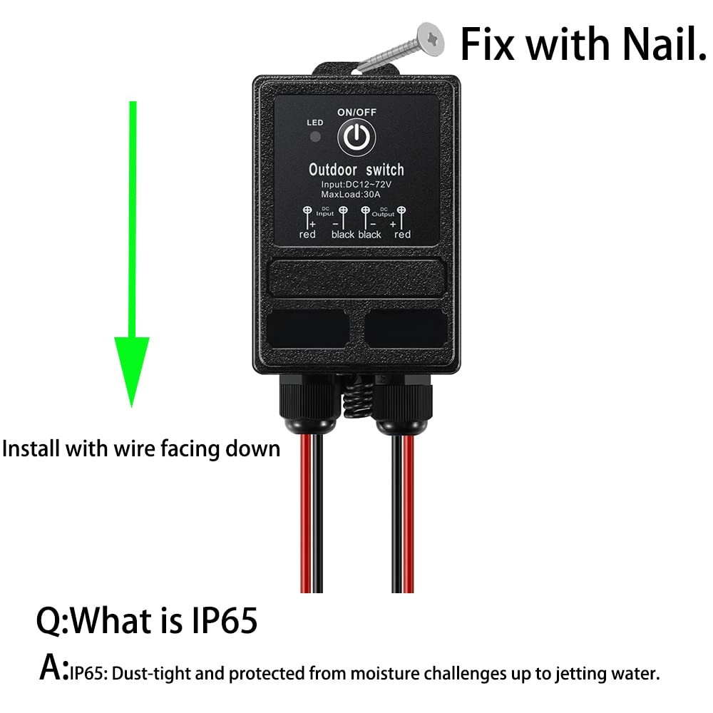 12v Remote Control Relay Switch, DC 12V-72V Wireless Switch 328ft Long Range,...