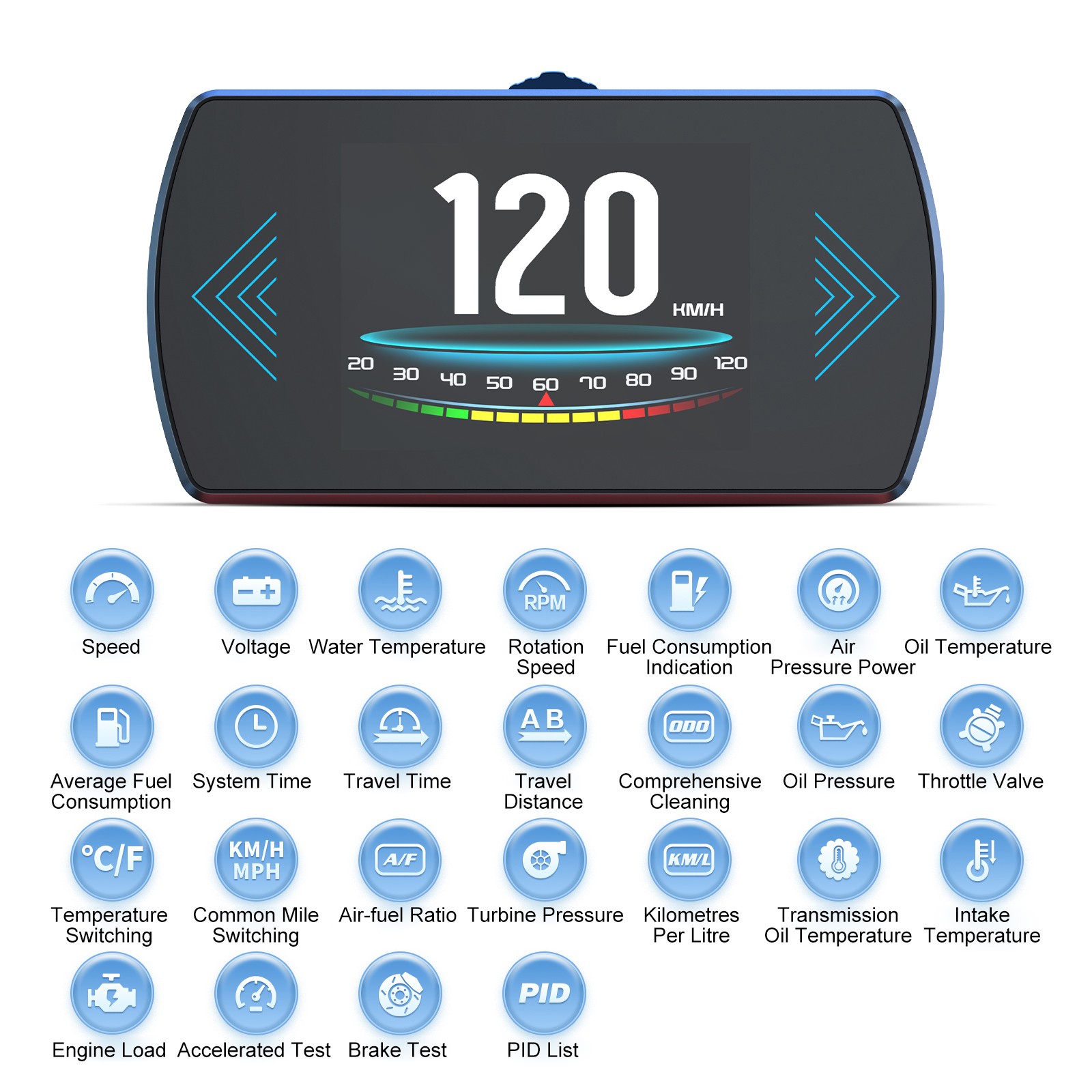 OBD2 HUD Head Up Display Speedometer RPM Voltage Fuel Consumption Digital Gauge