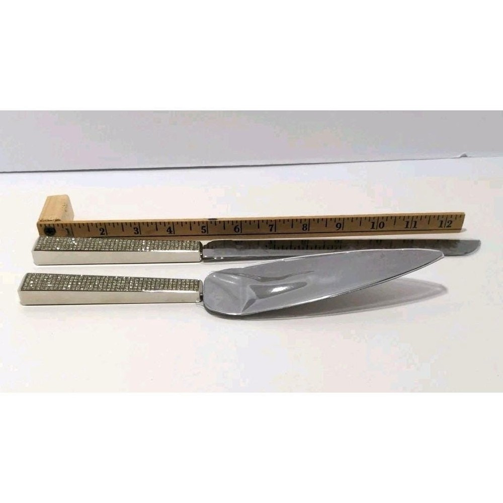 Glitter Diamond Wedding Cake Knife Server Set Rhinestone Handle