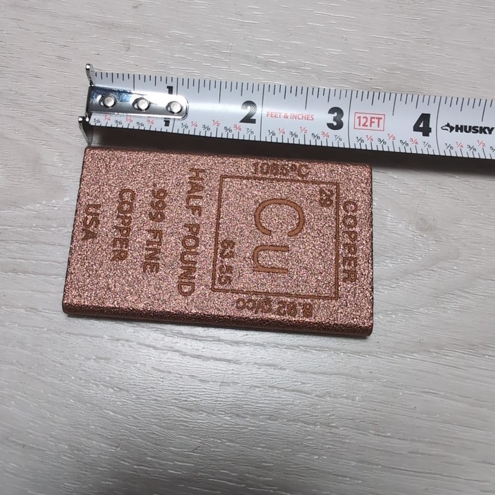 1/2 Pound Element Bar .999 Fine Copper