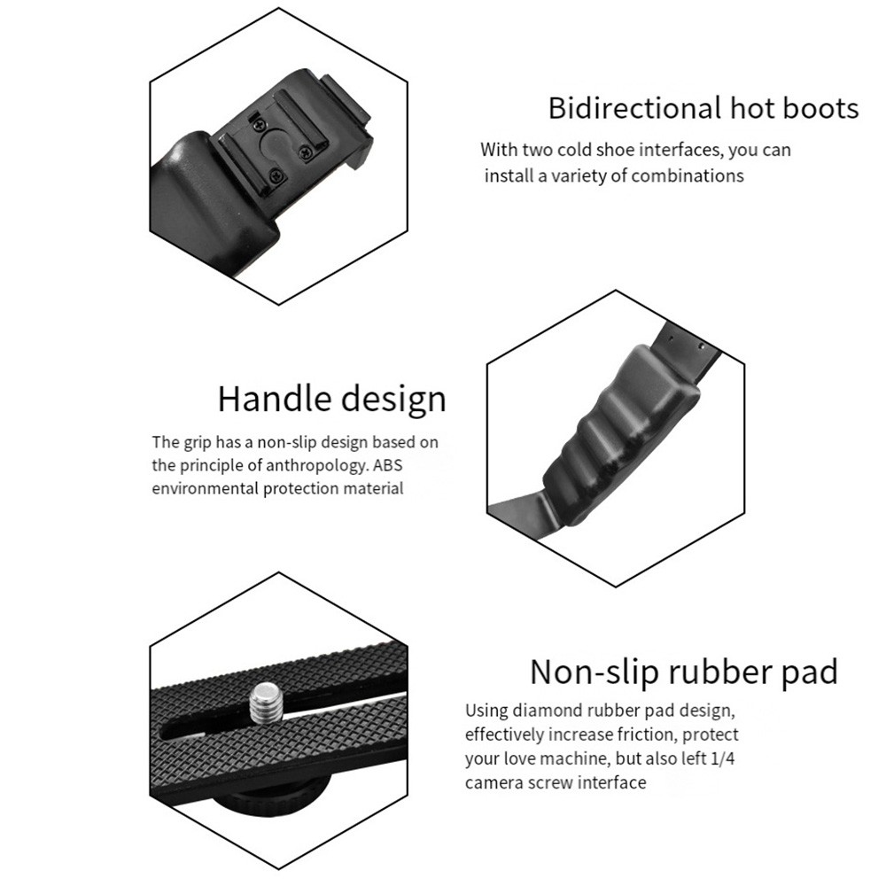 Professional L-Shaped Flash Bracket Fit for DSLR Cameras with 1/4" Thread