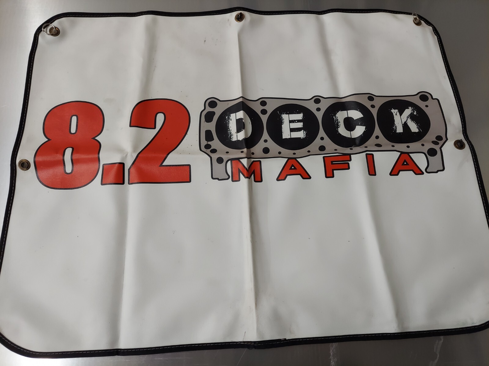 Drag Racing Tire Covers 43" X 33.5" 8.2 Deck Mafia (Pair) White Suction Cup