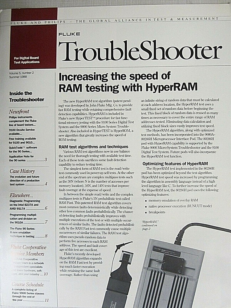 Fluke Volume 5, Number 2 Summer 1988 Inside the Troubleshooter