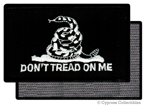 DONT TREAD ON ME GADSDEN FLAG PATCH AMERICAN BLACK w/ VELCRO® Brand Fastener