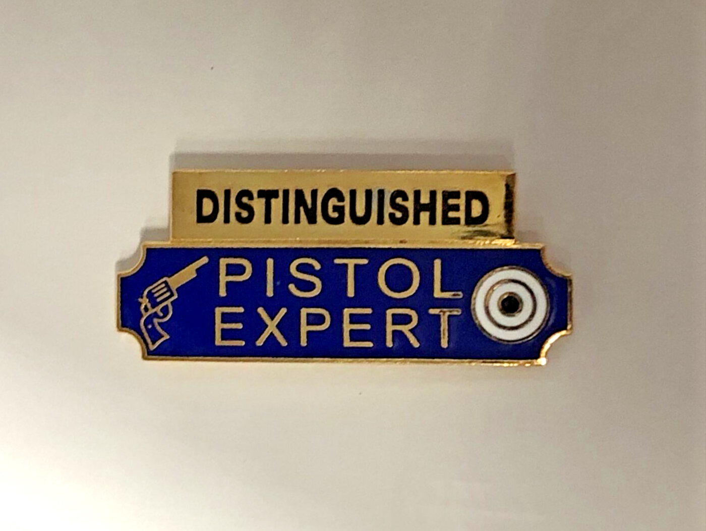 Gold Distinguished Pistol Expert Award Pin Bar Gemsco Police Sheriff Security