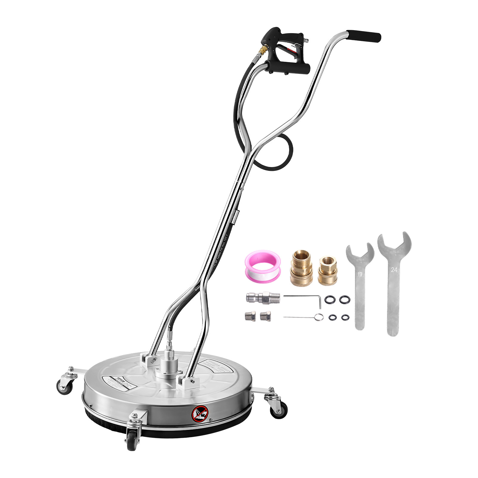 VEVOR 24" Pressure Washer Surface Cleaner 4 Wheels Dual Handle 4000 Max PSI