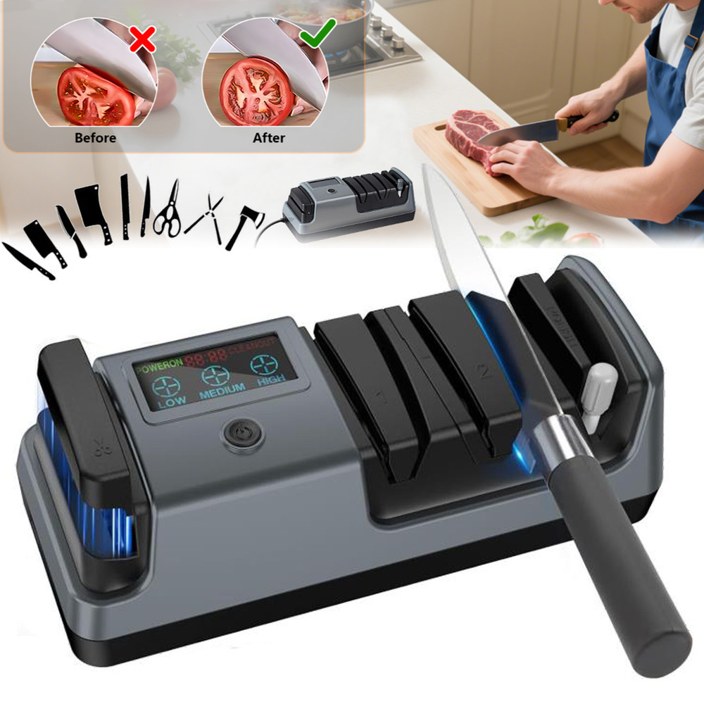 Electric Knife Sharpener 5 in 1 Multifunctional LCD Screen 3 Rotational Speed
