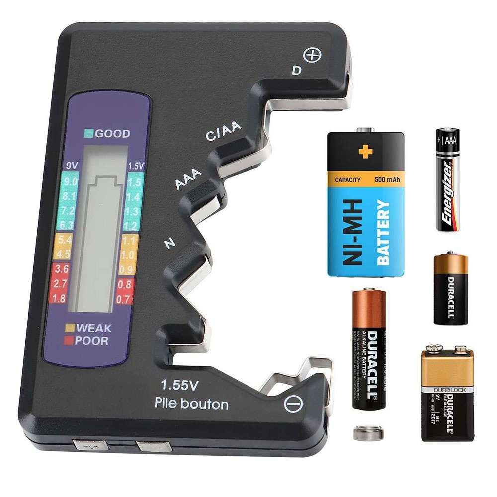 2Pcs Universal Digital LCD Battery Checker Volt Tester Cell AA AAA C D 9V Button