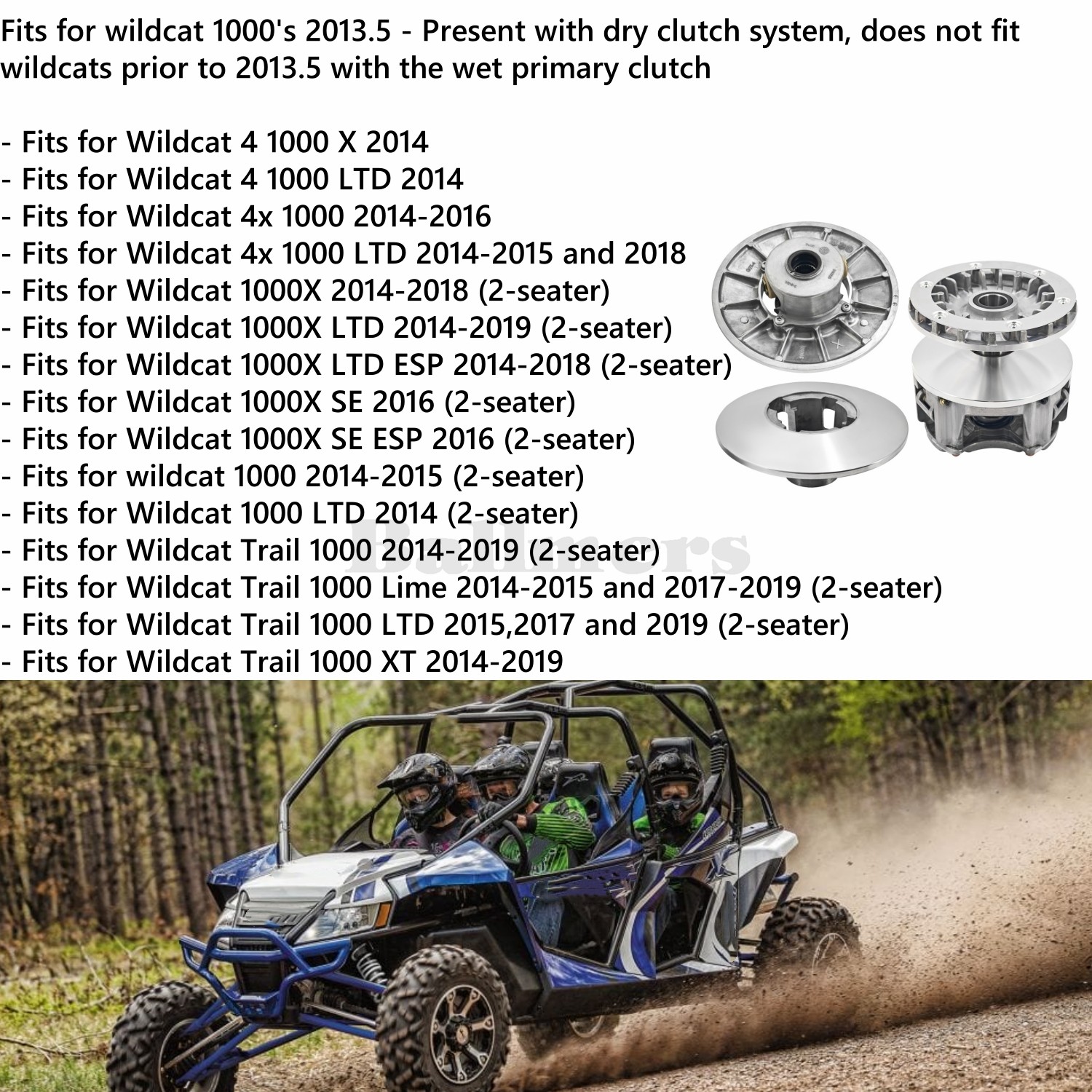 For Arctic Cat Wildcat 1000 Primary & Secondary Clutch 0823-498 0823-461