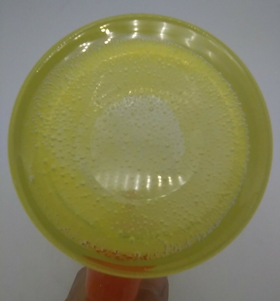 Hand blown Glass Pitcher Yellow w/ Orange handle