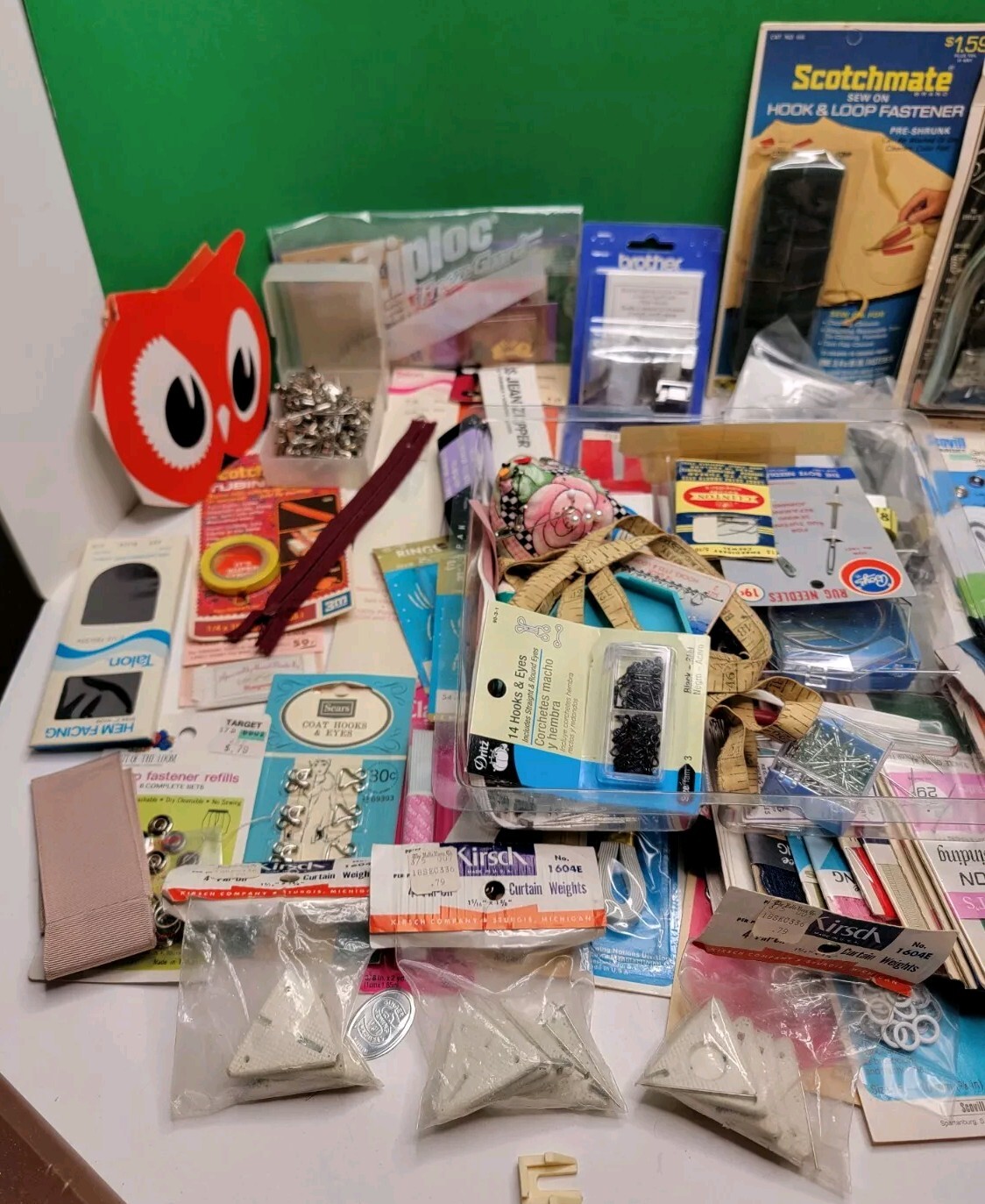 Mixed Lot of Sewing Supplies With Basket - New & Used.