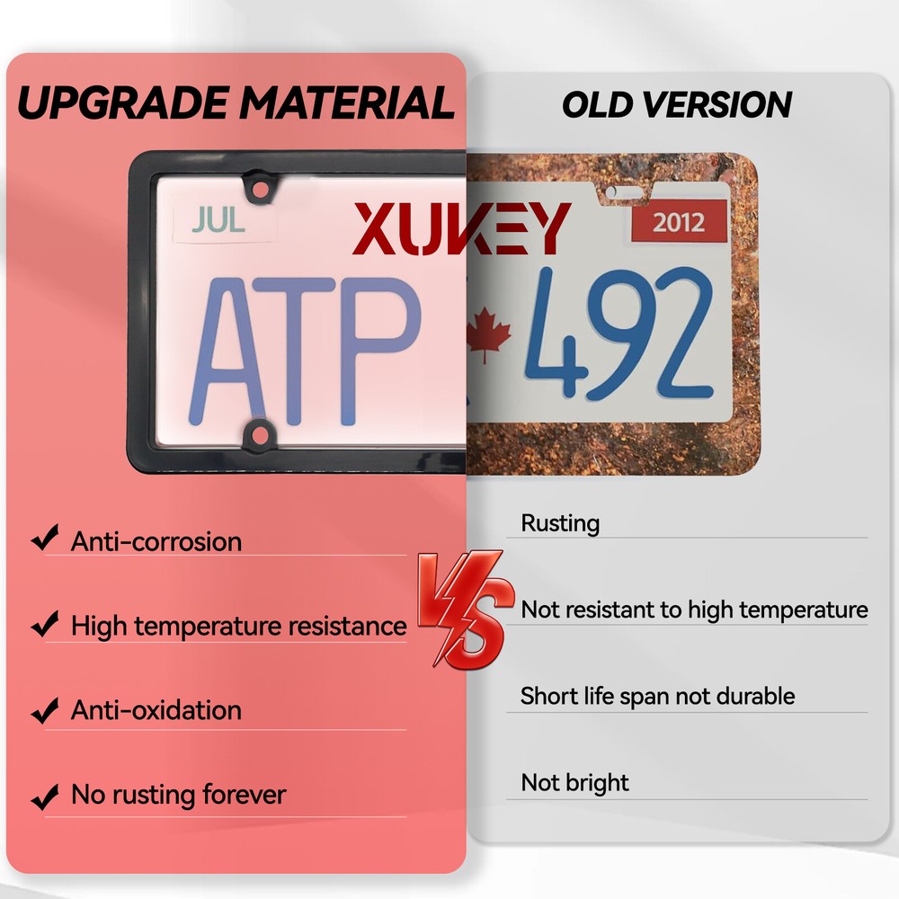2X Unbreakable License Plate Covers+Frames Auto Tag Shield Protector Front Rear.