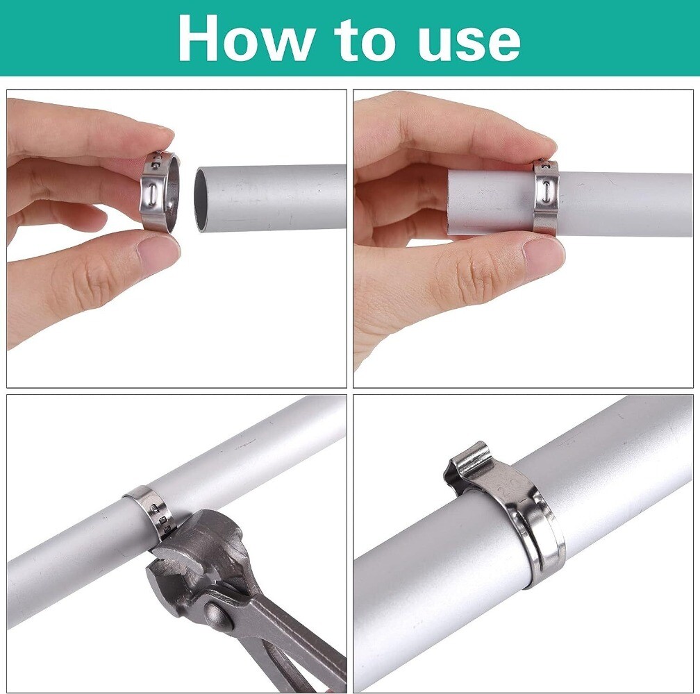 260PCS 304 Stainless Steel Single Ear Stepless Hose Clamps 6.5-21mm Kit or Plier