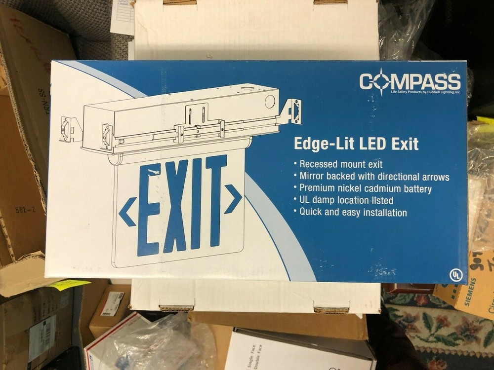 HUBBELL LIGHTING - DUAL-LITE CELR1RNE Edge-Lit Exit Sign,LED,Battery BackUp