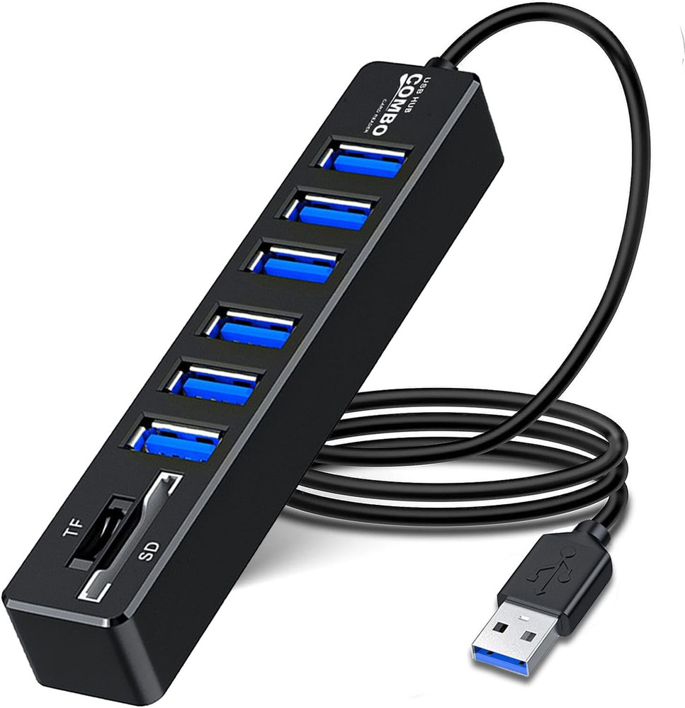 USB Hub with SD/TF Card Reader, 8 in 1 USB Extender USB Splitter with Sd/Micro