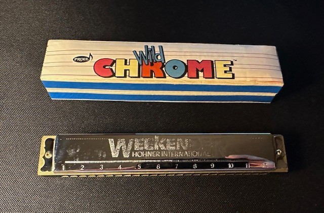 Vintage 7" Hohner International Weekender Harmonica Proll Wild Chrome