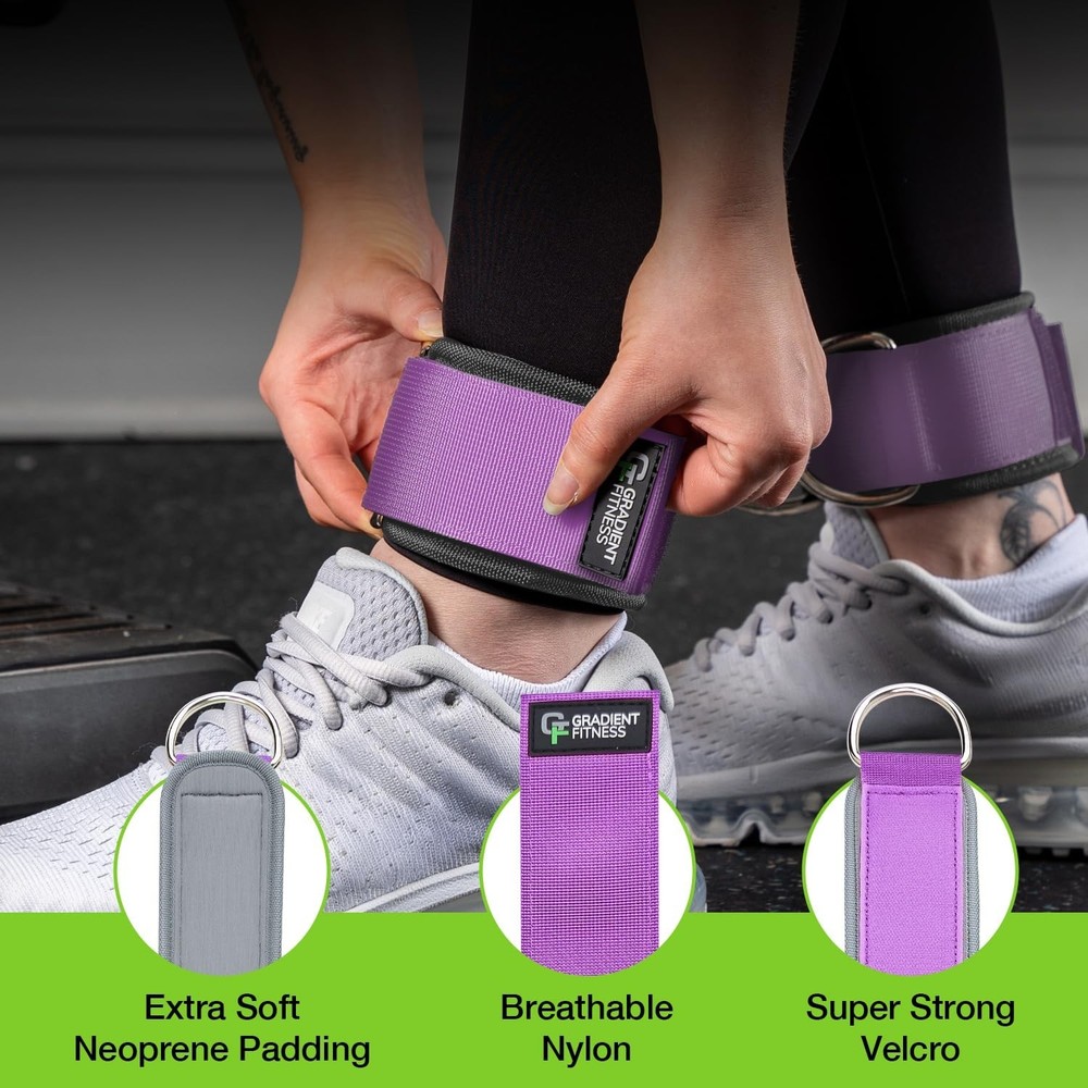 Gradient Fitness Ankle Straps (2 Pack) | Ankle Strap for Cable Machine, Ankle...