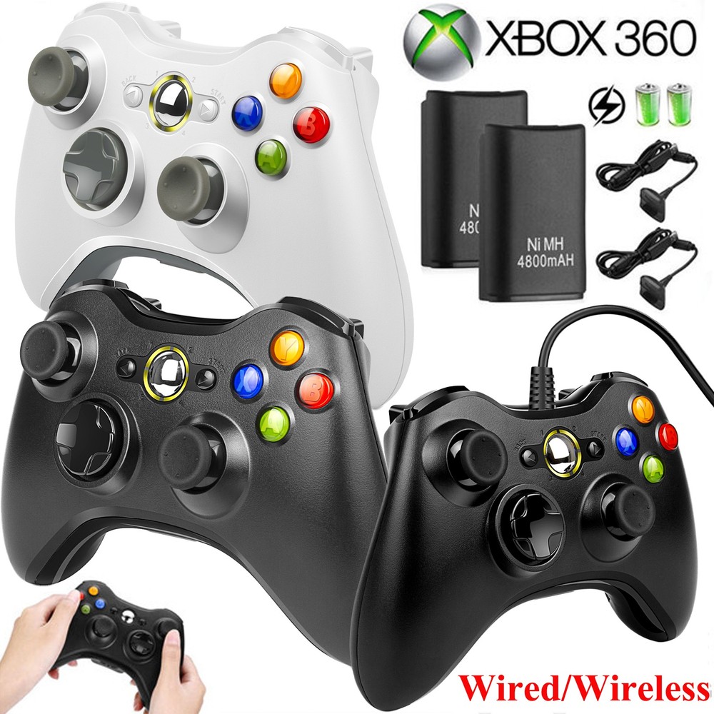Wired/Wireless Controller Gamepad for Microsoft XBOX 360/Slim/E&360 Battery Pack