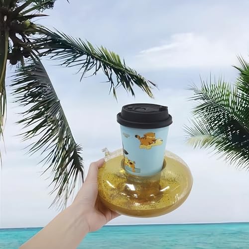 Floating Drink Holder, Drink Cup Floaties for Round Shiny-Gold-3Pack