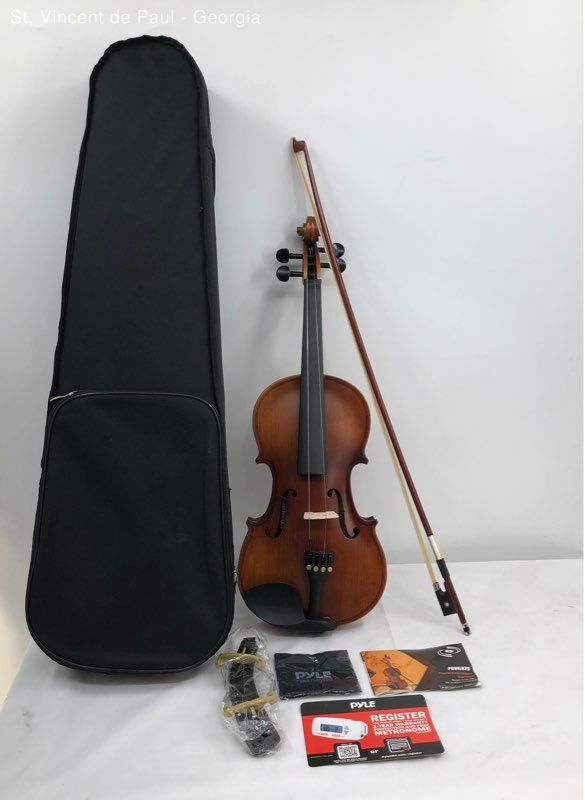 Pyle Plywood Violin Stringed Instrument Student Grade Violin W/ Accessory Kit