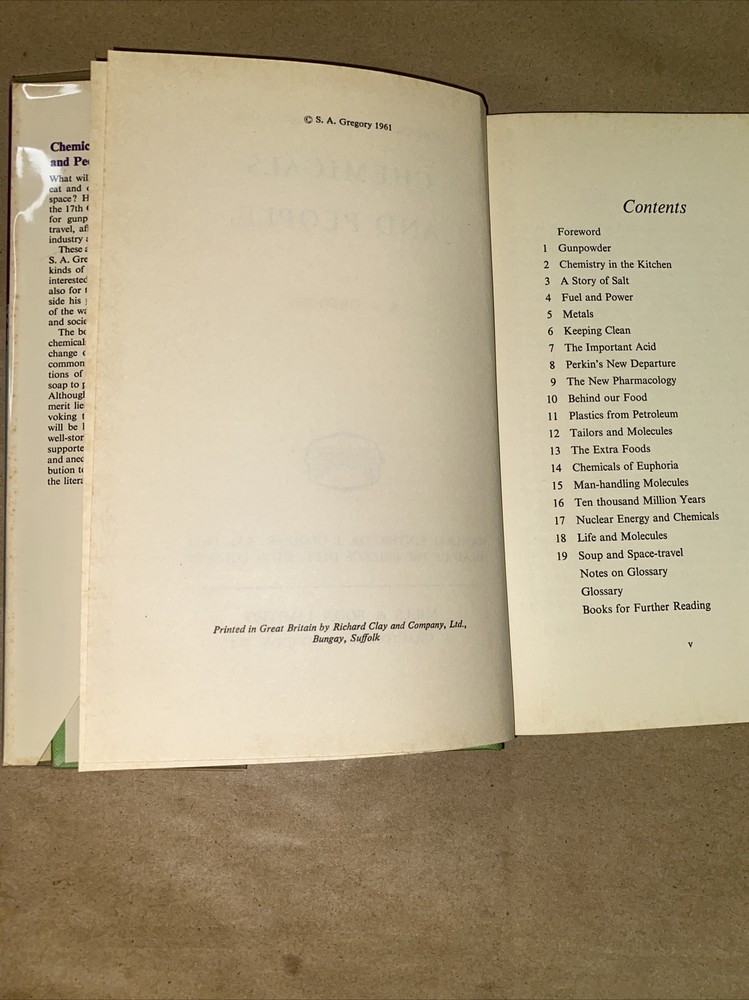 Chemicals And People By S. A. Gregory